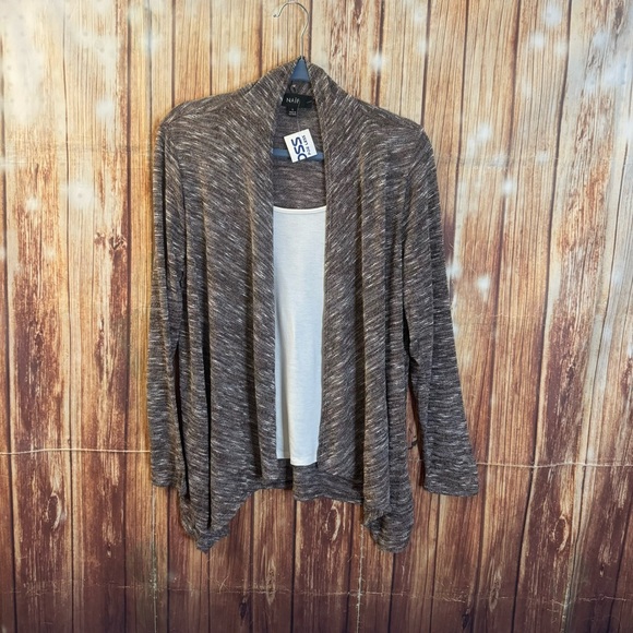 Naif Women Brown Lightweight Long Sleeve Open Front Cardigan Sweater Size Large - Picture 3 of 10